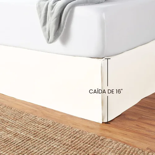 Miniatura 6 de Amazon Basics Falda de cama ligera plisada suave, lavable a máquina, tamaño King, color blanco hueso, sólido Blanco roto