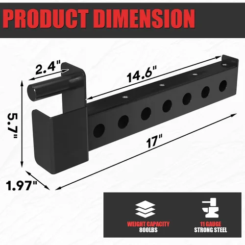 Miniatura 7 de Mikolo Agarres de seguridad, brazos de apoyo - Se adapta a tubo de 2" x 2", con agujero de 1" para estante de sentadillas y estante de potencia