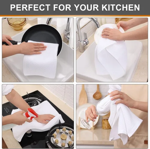 Miniatura 429 de Kitinjoy - Paños de cocina de 100 % algodón, tela de tejido gofrado, paño de limpieza ultrasuave, absorbente y de secado rápido. Beige