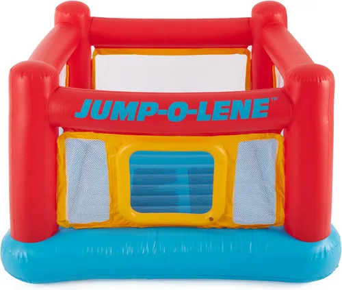 Miniatura 5 de Intex Jump-O-Lene - Casa inflable de rebote para cama elástica con puerta de arrastre y pequeña bola de plástico multicolor divertida para hoyo