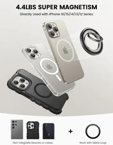 Miniatura 6 de Lamicall Soporte Magnético de Anillo para Teléfono con MagSafe - [Ultra Imán de 4.4lbs] Soporte para Dedo, Día del Padre para Papá, Soporte