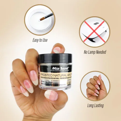 Miniatura 4 de Mia Secret Polvo acrílico natural esmerilado fabricado en Estados Unidos, varios tamaños (1 oz.)