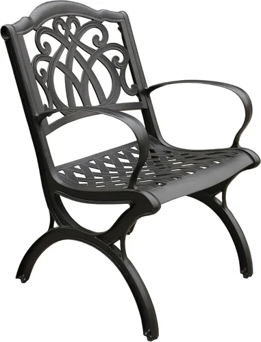 Oakland Living Silla de comedor de patio negra de aluminio fundido tradicional al aire libre ornamentada