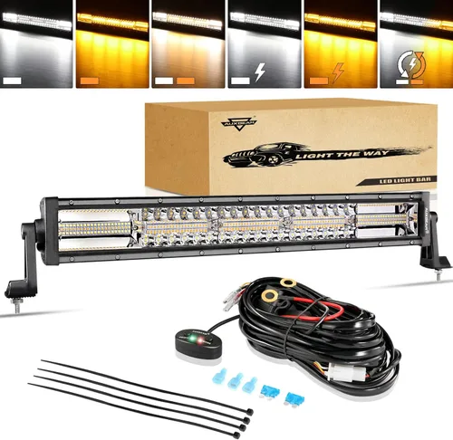 Miniatura 11 de Auxbeam Barra de luz LED de 3 pulgadas, 72 W, color ámbar/blanco, luces de conducción todoterreno para camión, SUV, barco, 4x4, Jeep Wrangler