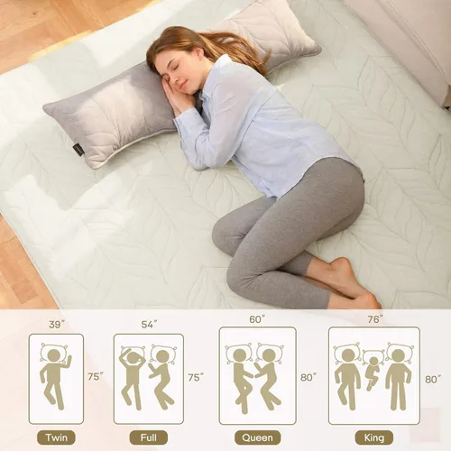 Miniatura 6 de ZonLi Colchón japonés para suelo de futón, tamaño individual, tapete de tatami enrollable engrosado de 4 pulgadas, funda lavable 100% algodón