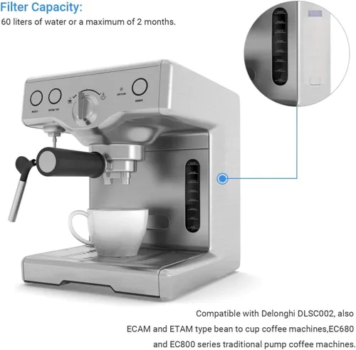 Miniatura 7 de Filtro de agua para Delonghi DLSC002, Delongie Cartucho de filtro de agua activo de carbono suavizante, compatible con Delongie ECAM, Esam, ETAM