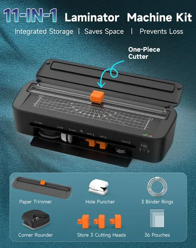 Miniatura 9 de Máquina Laminadora OidoZac, Tecnología Antiatasco de 11 en 1 con 36 Hojas Laminadoras, Laminadora Térmica de 9 Pulgadas A4, Máquina Laminadora A4