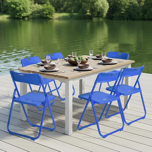 Miniatura 8 de Karl home Silla plegable de 6 piezas, silla plegable ligera de plástico de 300 libras, marco de metal reforzado fácil de plegar y almacenar