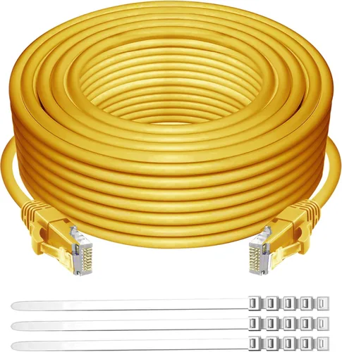 Miniatura 7 de Adoreen Cable de Ethernet Cat 6 de 30 pies - Blanco, cable de red RJ45 redondo y sin enganches para interiores y exteriores, POE, cable de parche