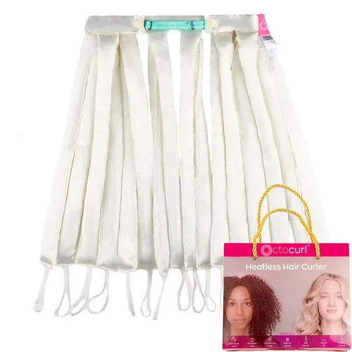 Miniatura 9 de Octocurl Diadema sin calor, rizadores de pelo para dormir, rizadores sin calor para cabello largo (algodón, rosa)