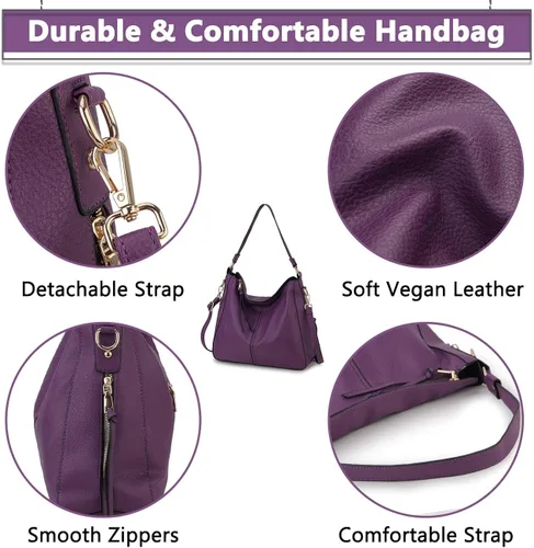 Miniatura 3 de VONXURY - Bolso de mano de piel sintética para mujer, bolso de hombro grande con bolsillos laterales para trabajo y viajes