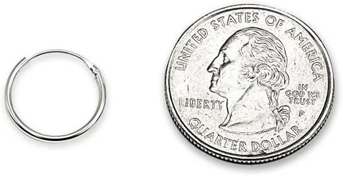 Miniatura 3 de Sterling Silver Small Medium Large Endless Round Thin Lightweight Continuous Endless Hoop Earrings for Women Girls Men