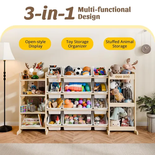 Miniatura 3 de Organizador grande de almacenamiento de juguetes para niños, organizadores de juguetes y almacenamiento con almacenamiento de animales de peluche