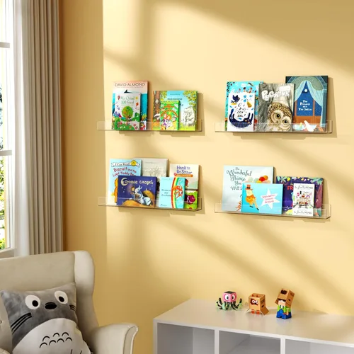 Miniatura 2 de NIUBEE Estanterías flotantes de acrílico de 24 pulgadas para niños, paquete de 2, estantes transparentes montados en la pared para colecciones