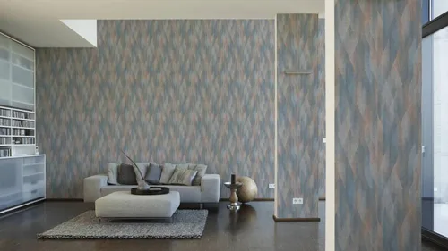Miniatura 4 de CONCORD WALLCOVERINGS ™ Papel pintado moderno con textura, pared de vinilo decorativo, beige, azul, crema, naranja, turquesa, 21 pulgadas x 33 pies