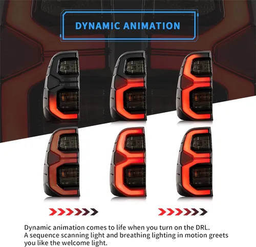 Miniatura 3 de VLAND Luces traseras LED compatibles con Toyota Hilux Revo 2015-2020 (NO para Tonka) camioneta pickup, conjunto de lámpara trasera con luz