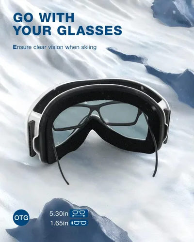 Miniatura 3 de ZIONOR Lagopus Gafas de protección UV para esquí y snowboard, antiniebla, para hombres, mujeres, jóvenes A0-vlt 10.5% Marco Blanco Lente Plata