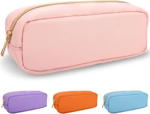 Miniatura 25 de izuzta Bolsa de maquillaje pequeña de nylon para bolso, linda bolsa de cosméticos con cremallera, bolsa de maquillaje preppy, Azul, Mini 2-Azul