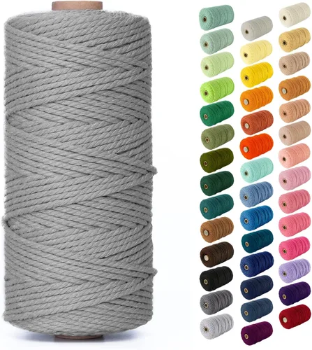 Miniatura 85 de Nook Theory - Cuerda de macramé de 3 mm, 220 yardas de cuerda de algodón, hilo de 4 mm y 5 mm, cuerda para manualidades, perfecta para colgantes