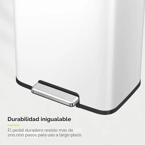 Miniatura 5 de Cubo de basura EKO Madison de 50 litros/13.2 galones con revestimiento interior, color blanco mate - Acabado resistente a las huellas dactilares