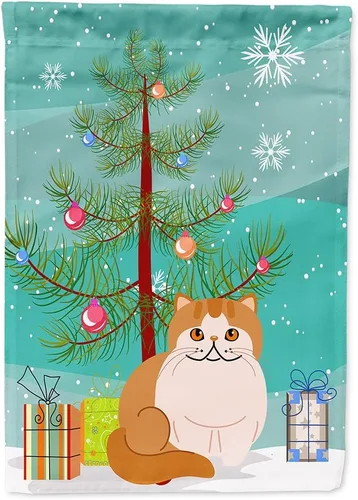 Miniatura 25 de Caroline's Treasures BB4411GF Bandera de jardín con diseño de gato abisinio con texto en inglés "Merry Christmas" para jardín, bandera decorativa