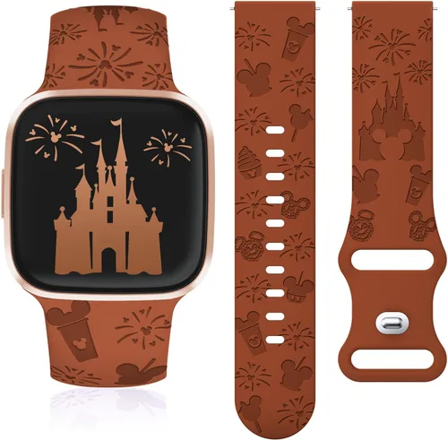 Correa grabada de dibujos animados compatible con Fitbit Versa 2 Band/Versa Lite/Versa Band para mujer, lindas correas de repuesto de silicona