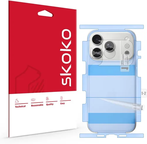 Skoko [4 piezas en 2 paquetes] Película protectora de cuerpo completo con respaldo mate y borde lateral delgado alrededor de la cubierta para iPhone
