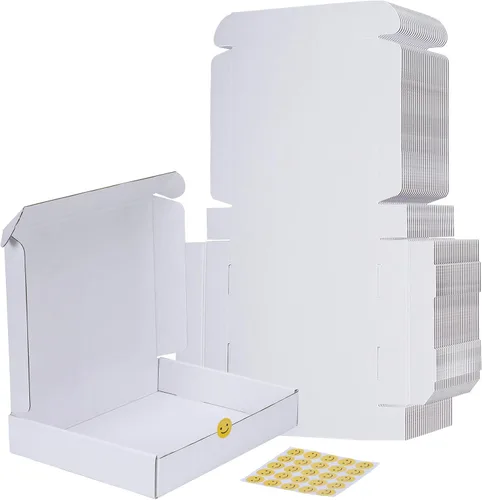 Miniatura 8 de RLAVBL Juego de 25 cajas de envío de 10 x 8 x 3, caja de cartón corrugado blanca para embalaje, correo, negocios Blanco