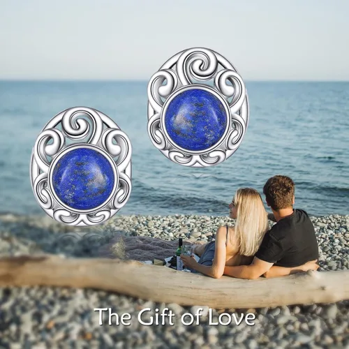 Miniatura 6 de Aretes de piedra natural de plata de ley con forma de abrazofiligrana, joyería de regalo de Navidad para mujeres y niñas