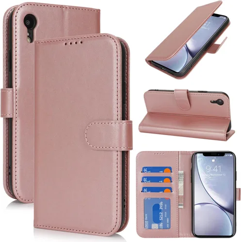 Miniatura 10 de Funda tipo cartera para iPhone XR con tarjetero, para iPhone Xr para mujeres y hombres, piel sintética a prueba de golpes con hebilla magnética