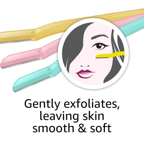 Miniatura 6 de Amazon Basics - Herramienta multiusos de limpieza de cejas y afeitadora facial para mujer, incluye cubierta de cuchilla, multicolor, 3