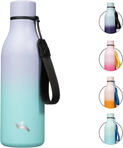 Miniatura 54 de Konokyo Botella de agua aislada con correa, botella de agua de acero inoxidable de 18 onzas de doble pared con aislamiento al vacío, frasco de Verde