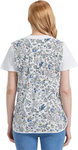 Miniatura 5 de Nanxson Delantal de mujer con bolsillos de parche, babero estampado de algodón, smock con botones para trabajo, cocina y chef CF3177