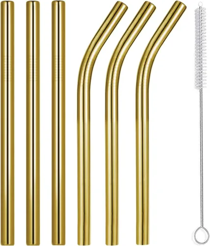 Miniatura 18 de Vinaco Pajitas Reutilizables para Batidos y Malteadas de Boca Ancha de 0.4", Juego de 6 Pajitas de Acero Inoxidable de 8.5" y 10.5" con 1 Cepillo