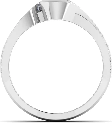 Miniatura 4 de Anillo de compromiso con bisel de diamantes creados en laboratorio de 3.31 quilates con certificación IGI con banda giratoria en oro rosa amarillo