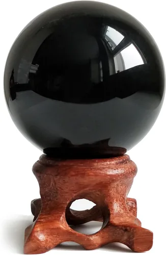Miniatura 9 de Mina Heal Bola de cristal de obsidiana negra para meditación, adivinación y Feng Shui, esfera de obsidiana grande para decoración