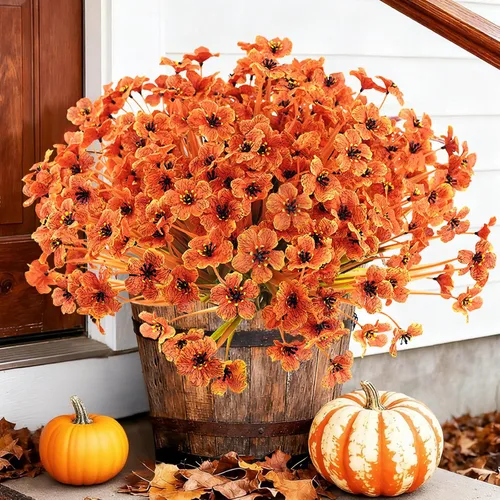 Miniatura 8 de Krissing - 48 paquetes de flores artificiales para exteriores, resistentes a los rayos UV, flores falsas de plástico sintético, plantas para jardín