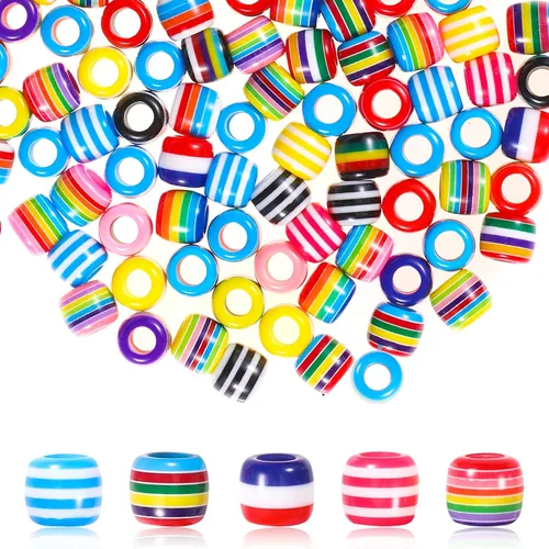 100 cuentas europeas de agujeros grandes, cuentas espaciadoras de colores surtidos, para manualidades, joyería, manualidades, collares, suministros
