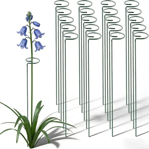 Miniatura 10 de 20 piezas de 16 pulgadas verdes de un solo tallo para plantas de jardín, anillos de soporte de flores, accesorios para amarilis, orquídeas, lirios