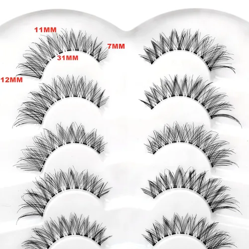 Miniatura 437 de Pooplunch - Pestañas postizas finas de visón sintético, estilo ojo de gato, naturales, cruzadas, tipo racimo, efecto 8D de volumen, tiras