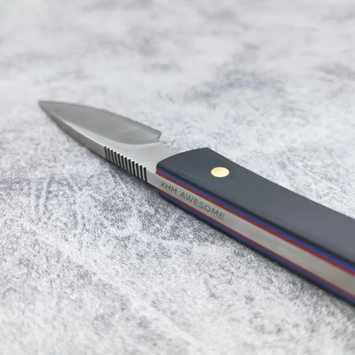 Miniatura 6 de EDC Cuchillo de hoja fija, hoja de acero 7Cr13Mov de espiga completa, mango G10, funda de cuero, para caza, supervivencia al aire libre, campamento