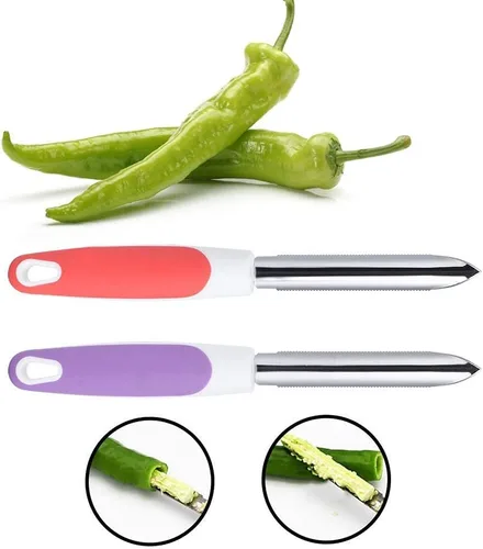 Miniatura 8 de Fruta Pimienta Corer Suministros de Cocina de Acero Inoxidable Removedor de Núcleo 2 Piezas Naranja + 25x3cm / 9.8x1.2in