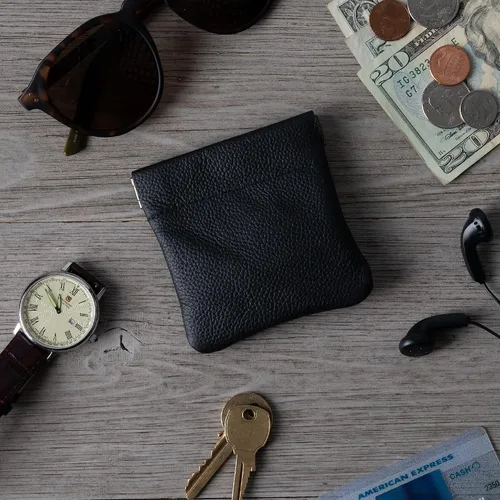 Miniatura 5 de Monedero clásico a presión, de cuero, para hombre de Nabobb, negro