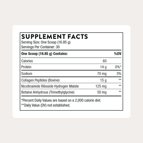 Miniatura 2 de THORNE - Collagen Fit - Polvo de Péptidos de Colágeno Sin Sabor con Ribosido de Nicotinamida - 15g de Péptidos de Colágeno y 14g de Proteína por