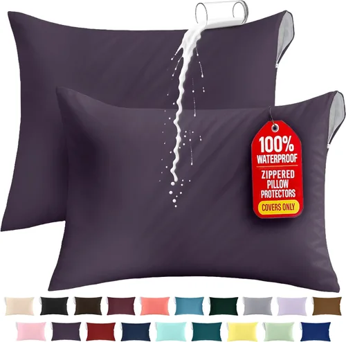 Miniatura 37 de Utopia Bedding Protector de almohada impermeable, con cremallera, paquete de 2, beige, estándar, funda de almohada a prueba de chinches, de 20 x 26