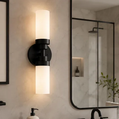Miniatura 13 de Emak Apliques de Pared Juego de 2, Aplique de Pared Moderno de Baño Dorado Cepillado con Pantalla de Vidrio Esmerilado para Baño, Dormitorio, Sala