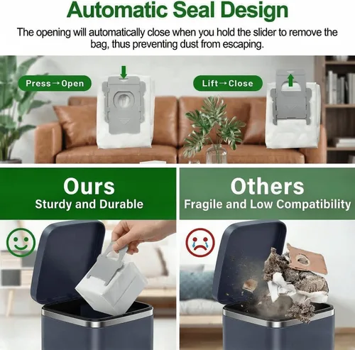 Miniatura 6 de Paquete de 12 Bolsas de Aspiradora Compatibles con iRobot Roomba i3+, i4+, i5+, i6+, i7+, i8+, j5+, j6+, j7+, j8+, j9+, s9+, Bolsas de Repuesto