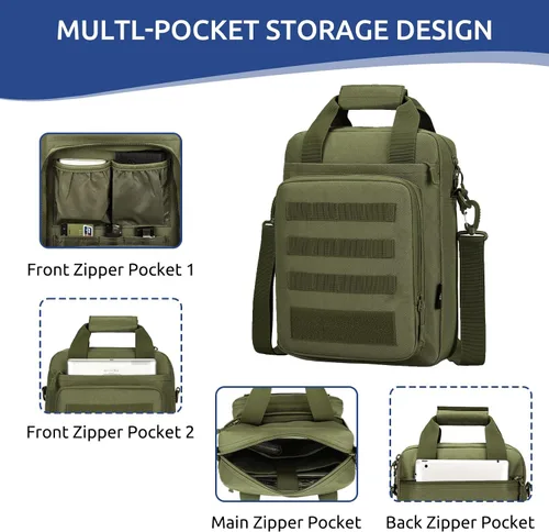 Miniatura 5 de Bolsa de Mensajero Táctica ZHIERNA, Maletín Táctico para Laptop de Alta Resistencia con MOLLE, Bolso de Hombro para Hombre (Incluye Parche)