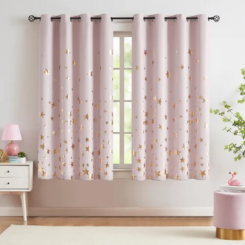 Miniatura 26 de Treatmentex Cortinas Opacas de Oro Marfil con Estampado de Copos de Nieve, Paneles de Cortina para Sala de Estar de 63 Pulgadas con Medallón Floral