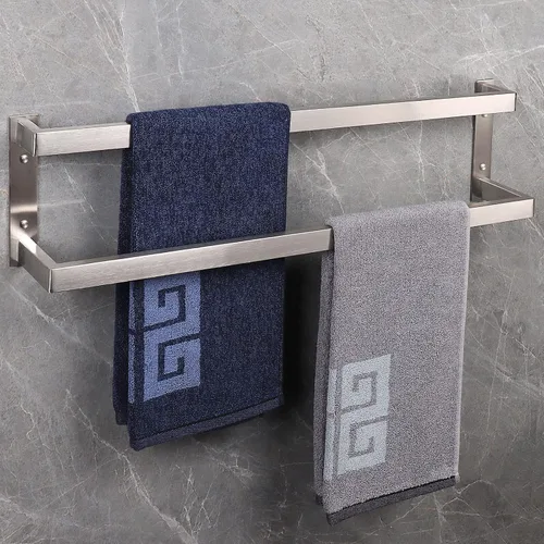 Miniatura 8 de NearMoon Toallero de baño, soporte para toallero, estante cuadrado, toalla colgante para baño, toallero grueso de acero inoxidable SUS304 montado
